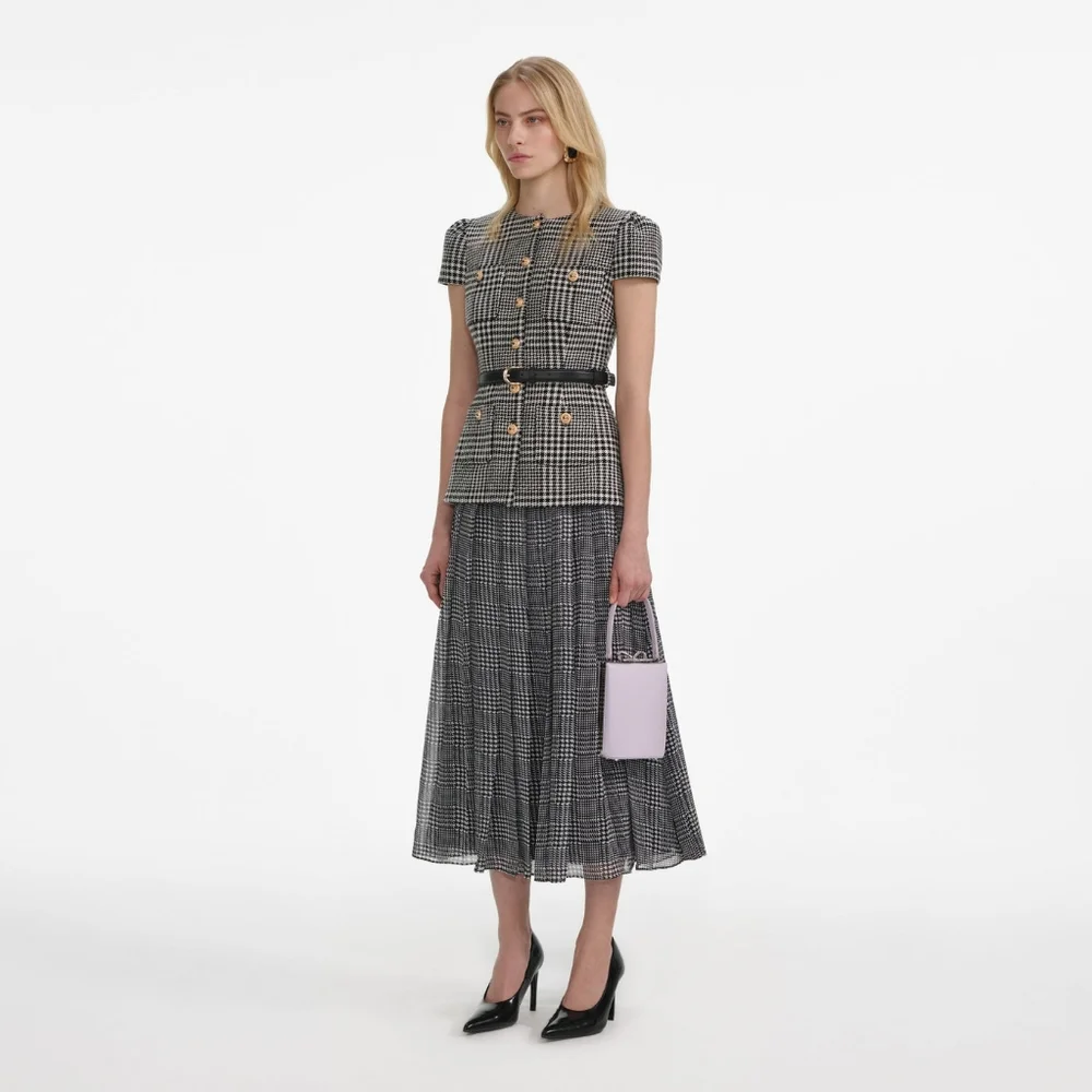 Self-Portrait Houndstooth Tailored Midi Dress - Picture 2 of 6